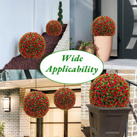 Garvee 15 pollici sfere di fiori artificiali topiari 2 pezzi, resistenti alle intemperie, materiale PE, decorazione da giardino e matrimonio, verde