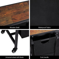 Garvee Cesto portabiancheria con 4 tasche rimovibili, ruote, ripiano per bagno e camera da letto, tessuto Oxford, struttura robusta, 174 l, grigio