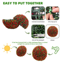 Garvee 15 pollici sfere di fiori artificiali topiari 2 pezzi, resistenti alle intemperie, materiale PE, decorazione da giardino e matrimonio, verde