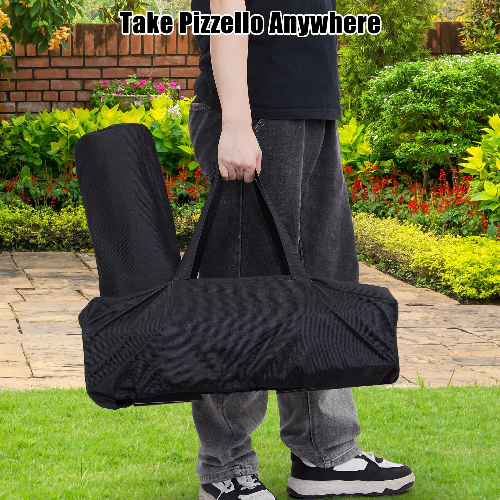 Forno per pizza da esterno Garvee da 30.48 cm a pellet di legno in acciaio inossidabile portatile con termometro per campeggio e giardino, nero