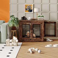 Tavolino da salotto Garvee Farmhouse per trasportino per cani con doppie ante, impermeabile, anti-masticazione per cani di piccola e media taglia, stile rustico, soggiorno, 31,5x23,6x26 pollici