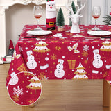 Tovaglia natalizia Garvee con pupazzo di neve, impermeabile, moderna, verde, 137x228 cm, per feste, cucina, soggiorno - Rosso