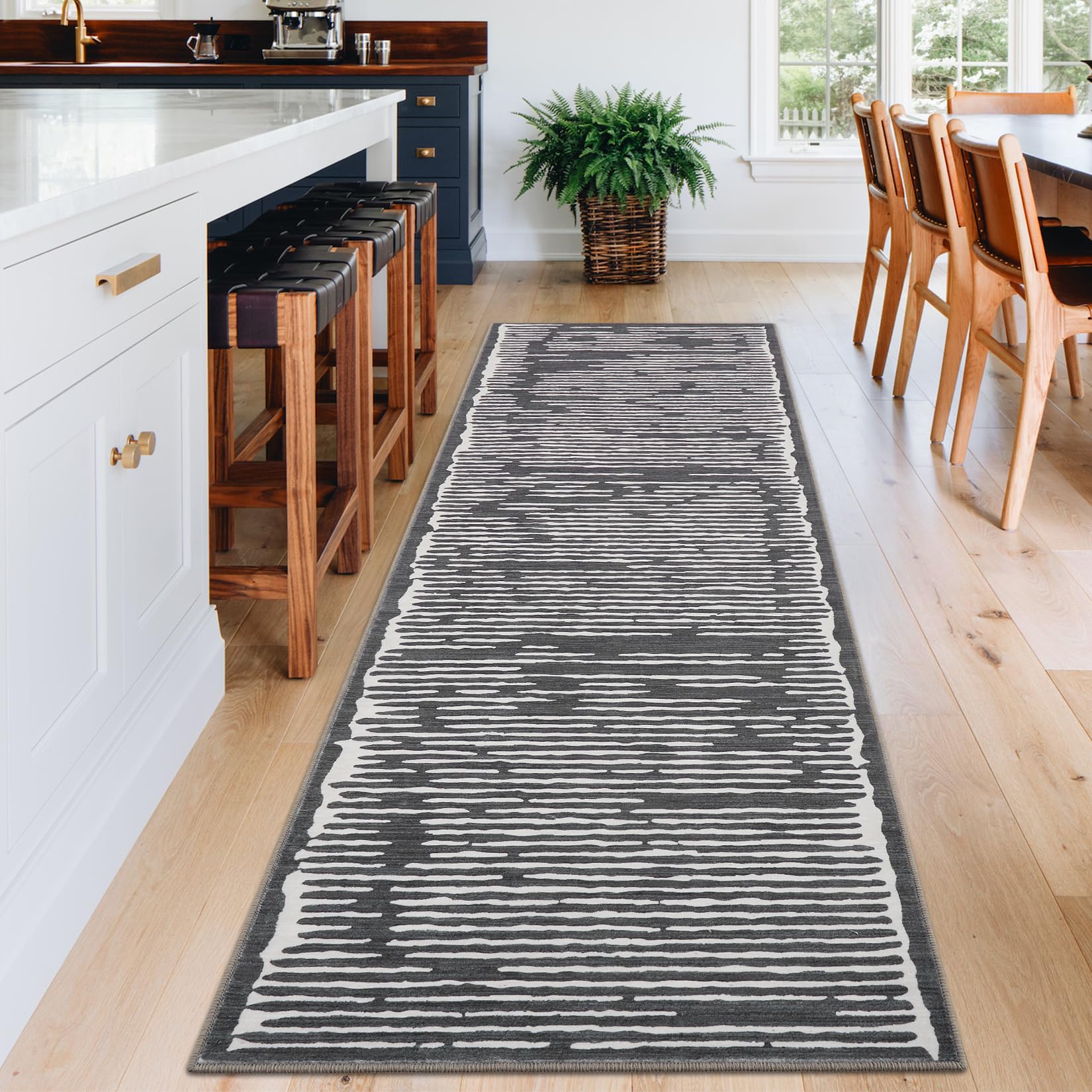 Tappeto lavabile Garvee 80 x 150 cm a pelo corto antiscivolo nero per soggiorno camera da letto cucina corridoio