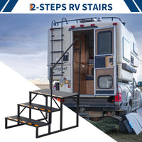 Scale Garvee RV a 3 gradini con corrimano – Gradini pieghevoli in alluminio, antiscivolo per camper, piscina e vasca idromassaggio, nero