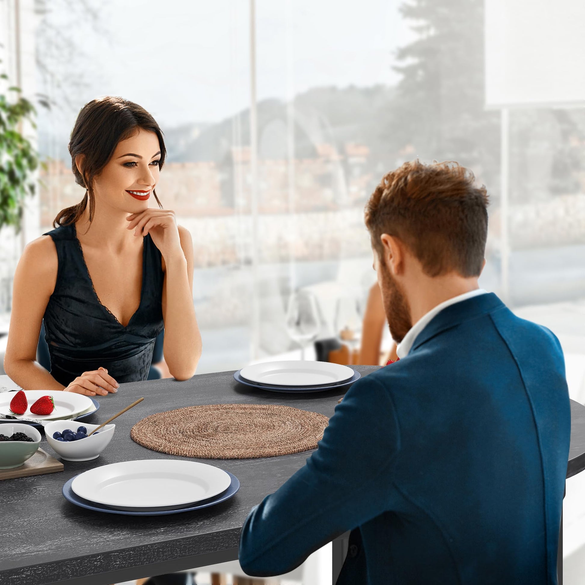 Set tavolo e sedie da bar Garvee con piano semicircolare in stile retrò, 3 ripiani, sgabelli rivestiti in pelle per cucina e ufficio, moderno, salvaspazio