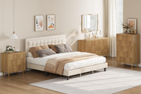 Cassettiera Garvee a 3 cassetti, moderna in legno con gambe in metallo, pannello scanalato, per camera da letto e ufficio, 28"P x 17"L x 30"A, oro