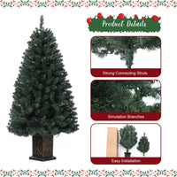 Albero di Natale artificiale Garvee da 4.5 piedi verde con 300 luci LED, 8 modalità di illuminazione, anche in PVC per casa e fisso, base in cemento, denso e realistico
