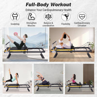 Garvee Pilates Reformer Machine con doppia resistenza, pieghevole, telaio in acciaio per allenamento a casa, salvaspazio, regolabile, nero