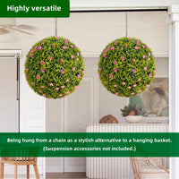 Palla di bosso artificiale Garvee da 20,5" con fiori rosa, materiale PE, per balcone e giardino, set da 2, senza manutenzione e durevole