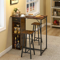 Set tavolo e sedie da bar Garvee con triplo spazio di archiviazione, set da bistrot per 2 persone, robusta struttura in ferro, piano in MDF, cuscini ergonomici, compatto per cucina e bistrot
