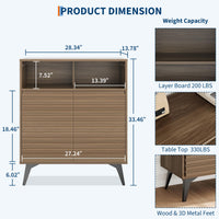 Credenza con ante scanalate Garvee, con ripiani regolabili, per soggiorno, cucina, corridoio, struttura in legno, gambe 3D, gambe in metallo