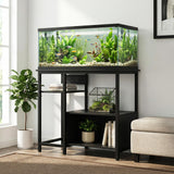 Garvee Supporto Per Acquario 40-50 Galloni Con Prese Elettriche, Struttura In Metallo E Legno, 4 Ripiani, Gambe Robuste, Per Soggiorno E Ufficio, Nero - Black
