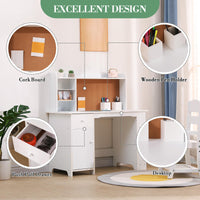 Set da scrivania per bambini Garvee con ripiano, lavagna magnetica, cassetto per ragazzi e ragazze, età 3-8 anni, bianco, sala studio