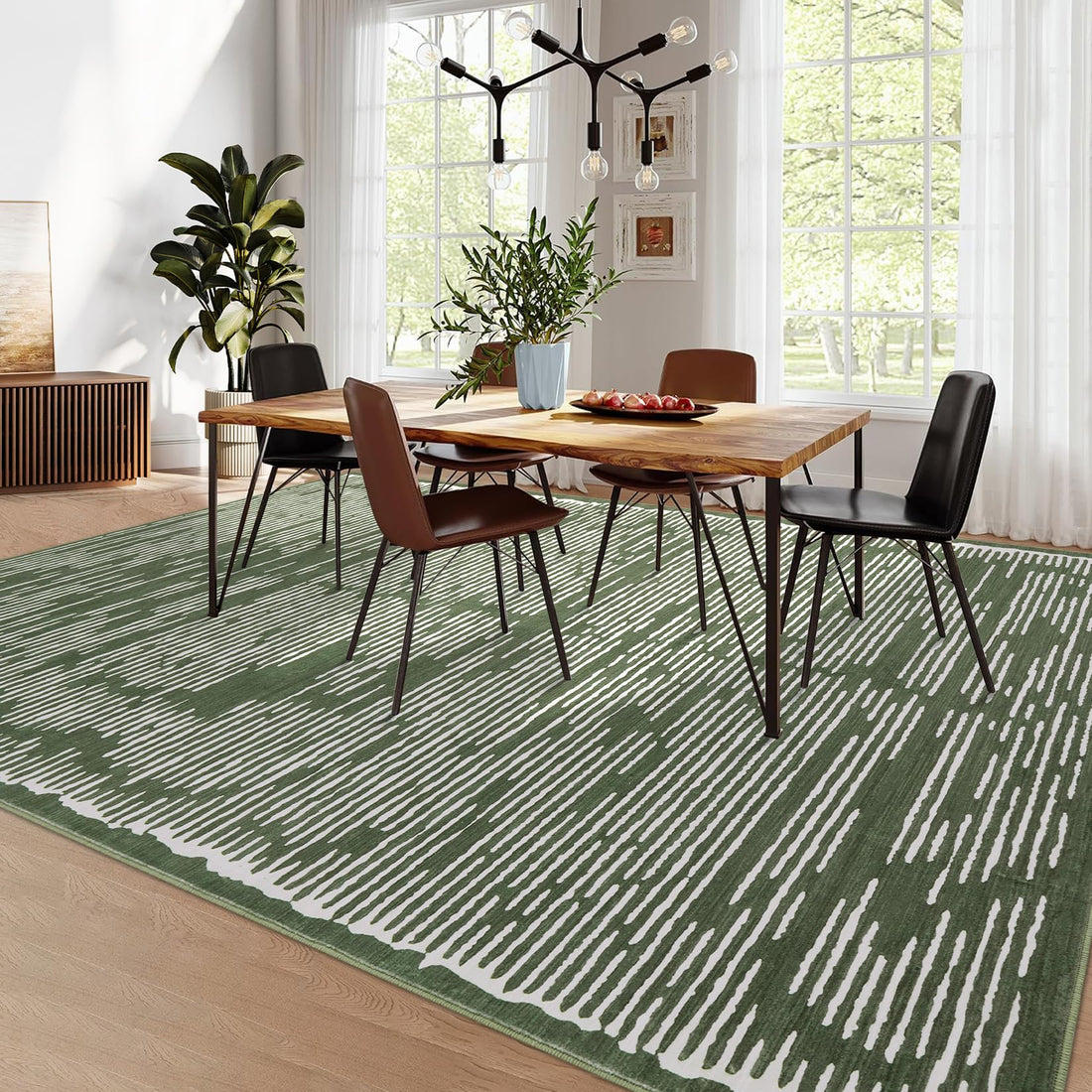 Tappeto a pelo corto Garvee 200x290cm verde militare per soggiorno e camera da letto lavabile morbido antiscivolo