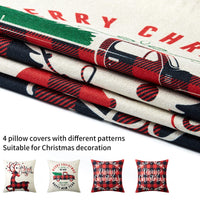 GARVEE Federa per cuscino natalizio rosso con motivo a cervo, 4 pezzi, per decorazione divano, 45 x 45 cm, motivo tartan