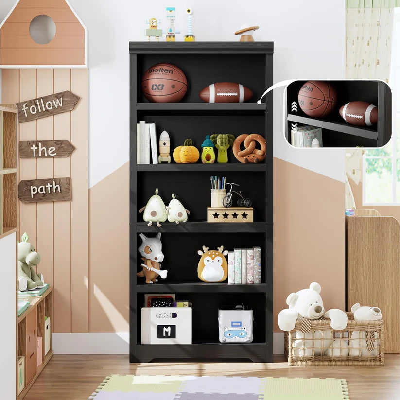 Garvee Libreria Rustica Alta 190,5 cm, 2-6 Ripiani Regolabili, MDF Robusta, Elegante, Antiribaltamento, Soggiorno e Studio, Neutro