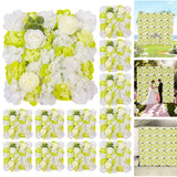 Garvee Pannelli Murali 3D Motivo Rose Set 12, 38x38 cm, Tessuto Seta Ecologico, Decorazioni Matrimonio e Feste, Facile Installazione - Vert
