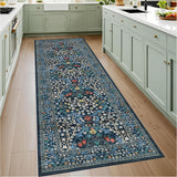 Garvee Tappeti Botanici Lavabili Antiscivolo Ultrafini Morbidi Resistenti per Camere e Cucina Diverse Misure - Blu