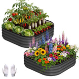 Garvee Letto Da Giardino Rialzato Galvanizzato 2 Pz Con Bordo In Gomma Per Esterno 3x3x1 FT Verde