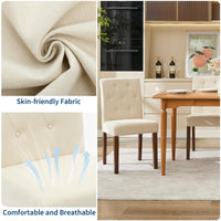 Set di 2 sedie da pranzo Garvee, moderne, imbottite, gambe in legno robusto, tessuto di lino, per sale da pranzo e bar, ergonomiche, leggere