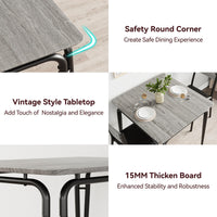 Tavolo da pranzo Garvee per 2 persone con sedie imbottite, legno MDF, struttura in metallo robusto, salvaspazio, piccoli appartamenti, quadrato