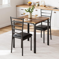 Set da pranzo Garvee da 3 pezzi per 2 persone con sedie imbottite, MDF e metallo, salvaspazio per cucina e ufficio, design moderno, robusto, nero