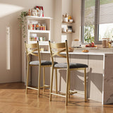 Garvee Sgabelli da Bar Altezza 66 cm Set di 2 Metallo Schienale Ergonomico Cuscino Spesso PU Impermeabile Oro Cucina e Ristorante - Gold