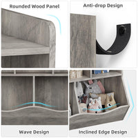 Libreria e organizer per giocattoli Garvee con 3 scomparti, 2 contenitori basculanti, a prova di bambino per la cameretta dei bambini, 91,4 cm di lunghezza x 29,2 cm di larghezza x 80 cm di altezza, bianco robusto