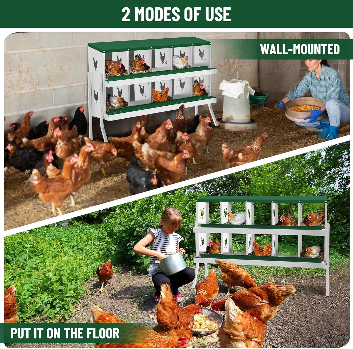 Cassette nido Garvee – Metallo, 10 scomparti con supporto, resistenti alle intemperie, 53,54"L x 16,93"W x 26,57"H