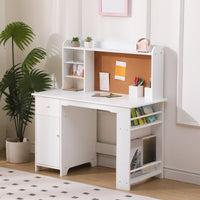 Set da scrivania per bambini Garvee con ripiano, lavagna magnetica, cassetto per ragazzi e ragazze, età 3-8 anni, bianco, sala studio