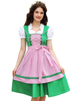 Garvee - Completo da donna in stile Dirndl midi, 2 pezzi, con abito e grembiule Dirndl, taglie 34-48, confezione riutilizzabile