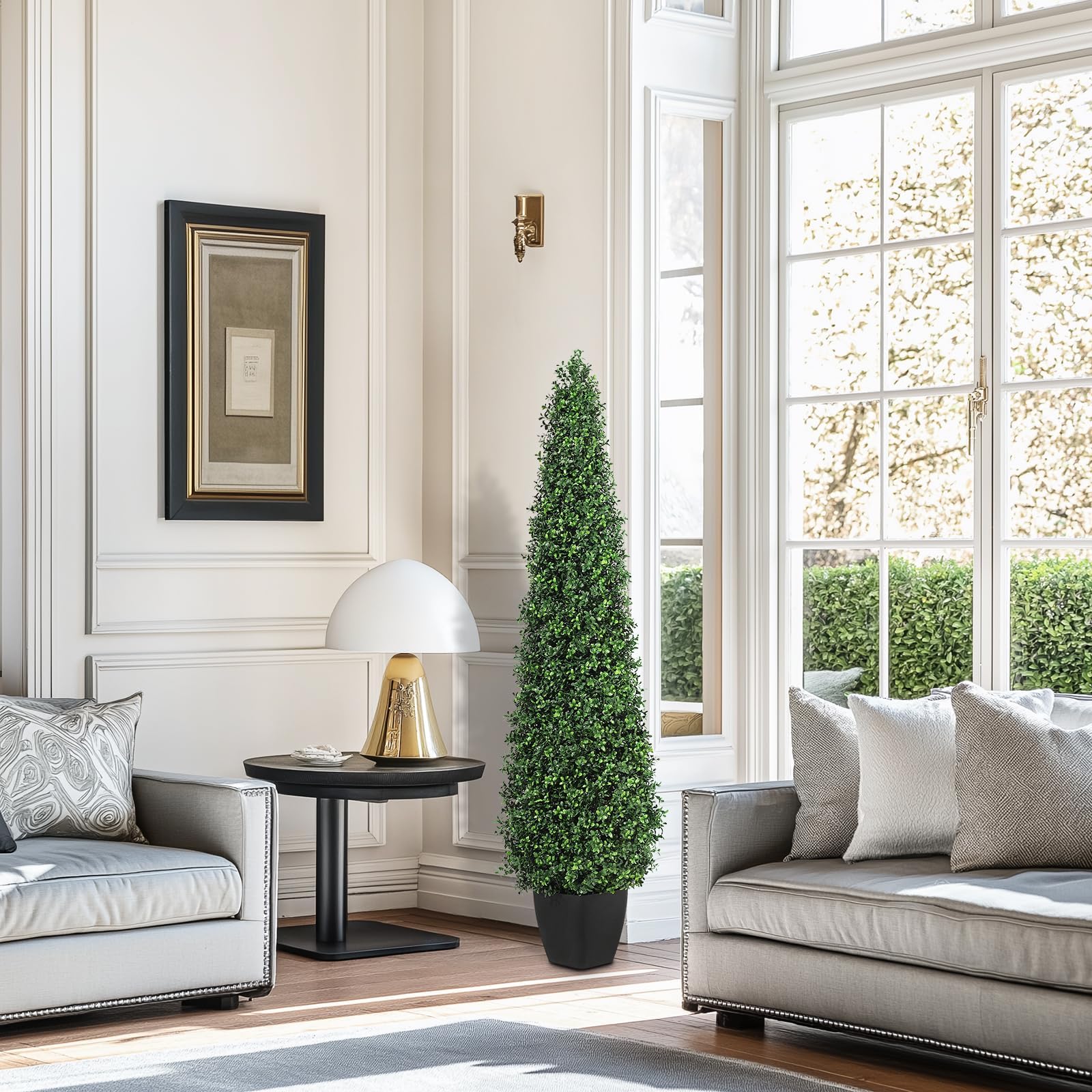 Garvee 4FT Artificiale Bosso Topiario con Vasi Resistenti per Uso Interno ed Esterno, Decorativo per Patio e Ingresso, Verde