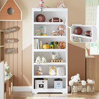 Garvee Libreria Rustica Alta 190,5 cm con 2-6 Ripiani Regolabili, MDF Robusta, Design Elegante, Anti-Ribaltamento per Soggiorno e Studio, Bianco