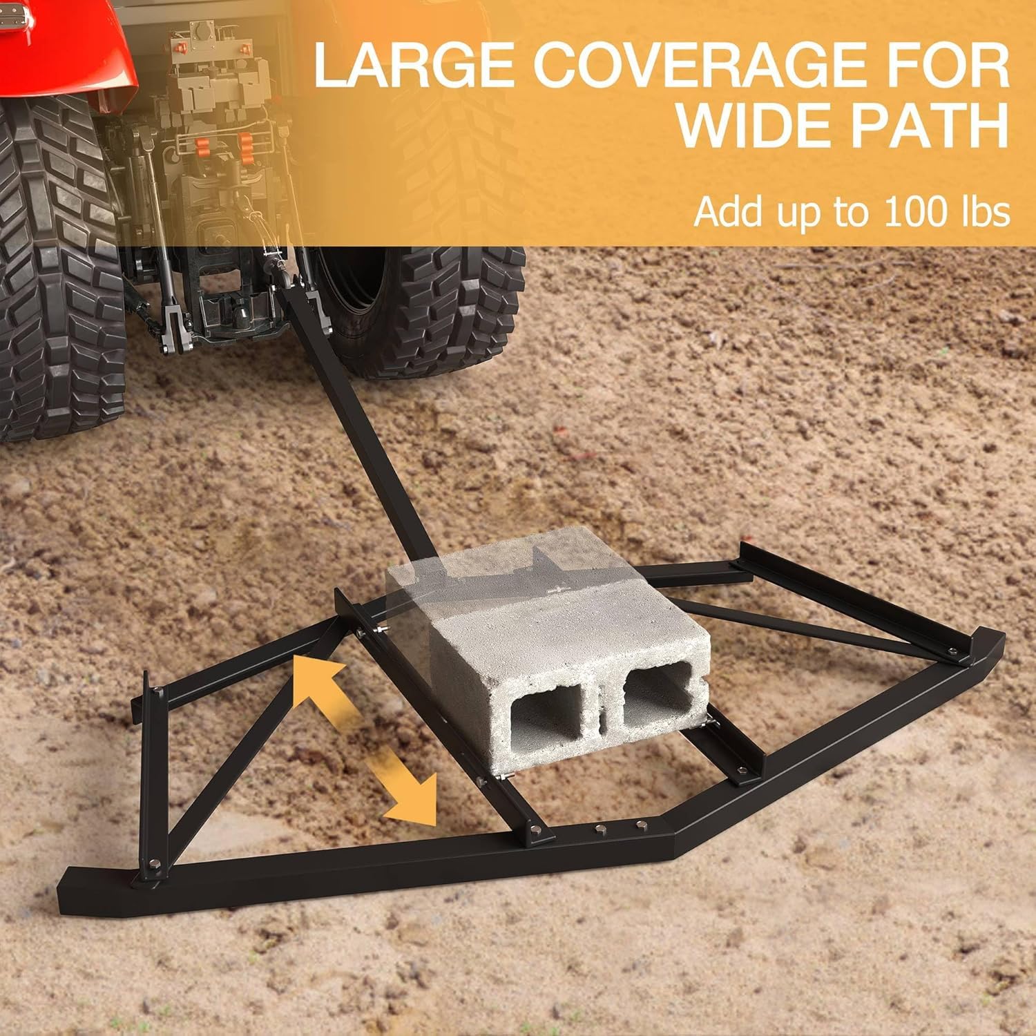 Erpice Livellatore Garvee 66" per Vialetti - Doppi Pali Regolabili per Trattori ATV UTV Giardino, Acciaio Robusto, Montaggio Rapido | Perfetto per Festa del Papà