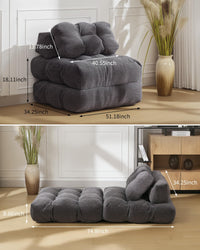 Divano letto pieghevole 3 in 1 Garvee con cuscini, supporto ergonomico per la guida, comfort in schiuma triturata, tessuto in velluto a coste, grigio, singolo, per soggiorno e camera da letto