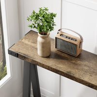 Tavolo console Garvee per corridoio, 2 ripiani con tenitore, gambe a R, legno, 43.3 pollici, soggiorno e ufficio, stretto, versatile