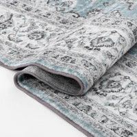 Tappeto orientale vintage GARVEE 160x230cm | Antiscivolo, resistente all'acqua e alle macchie con pelo basso | Tappeto classico per soggiorno in azzurro