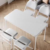 Tavolo pieghevole Garvee a 4 gambe con gambe in metallo e piano in similpelle per uso interno ed esterno, 120x60 cm, grigio, robusto e pieghevole