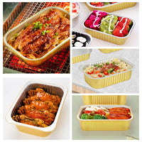 Garvee 20 vassoi monouso in alluminio con coperchio, 1000 ml, per grigliare, cucinare, cuocere al forno, argento, 22x15x4,5 cm