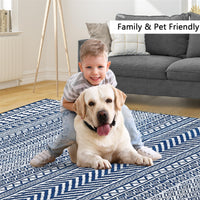 Garvee Teppich Boho Marokkanisch Navy Blau Waschbar Rutschfest Polyester 160x230 cm Wohnzimmer Schlafzimmer