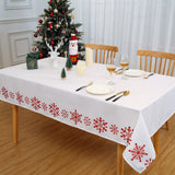 Tovaglia rettangolare Garvee Kerst con fiocchi di neve, idrorepellente, antipiega, 137x201 cm, bianca, decorazione natalizia e di Capodanno - Bianco