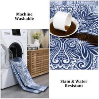 Garvee Tappeto Vintage Grande 200x290 cm Boho Blu Ultra Morbido Rutschfest Lavabile Basso Pelo Pieghevole Per Soggiorno Sala Da Pranzo Camera Da Letto
