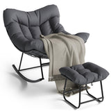 Garvee Sedia a Dondolo da Giardino Outdoor in Metallo Resistente con Cuscino Spesso e Poggiapiedi, Nero e Grigio, per Terrazza e Balcone, Design a Uovo - Black Plastic Spray + Gray Staple Cloth Europe