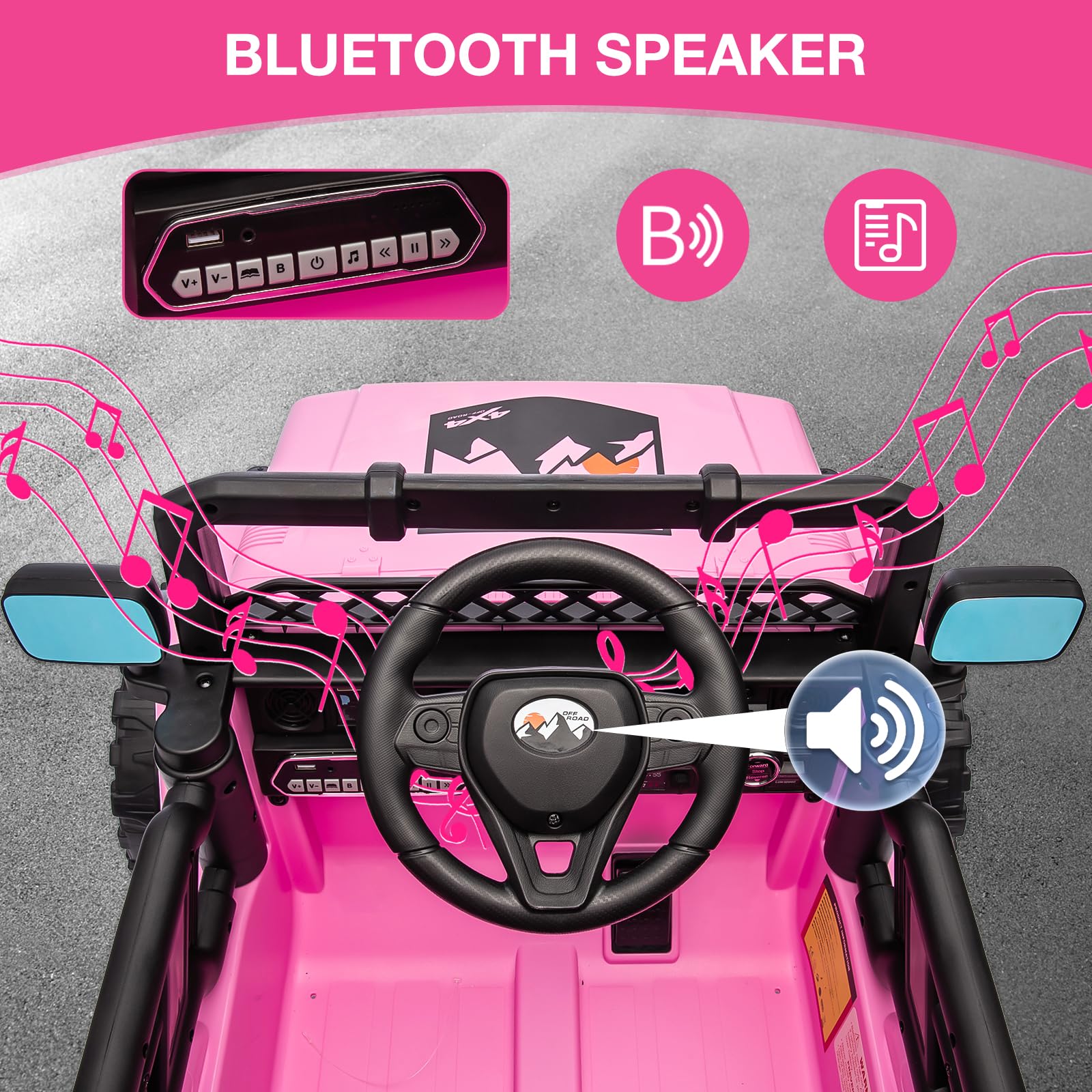 Garvee 12V Auto elettrica per bambini rosa con LED e intrattenimento Bluetooth per compleanni e giostre per bambine