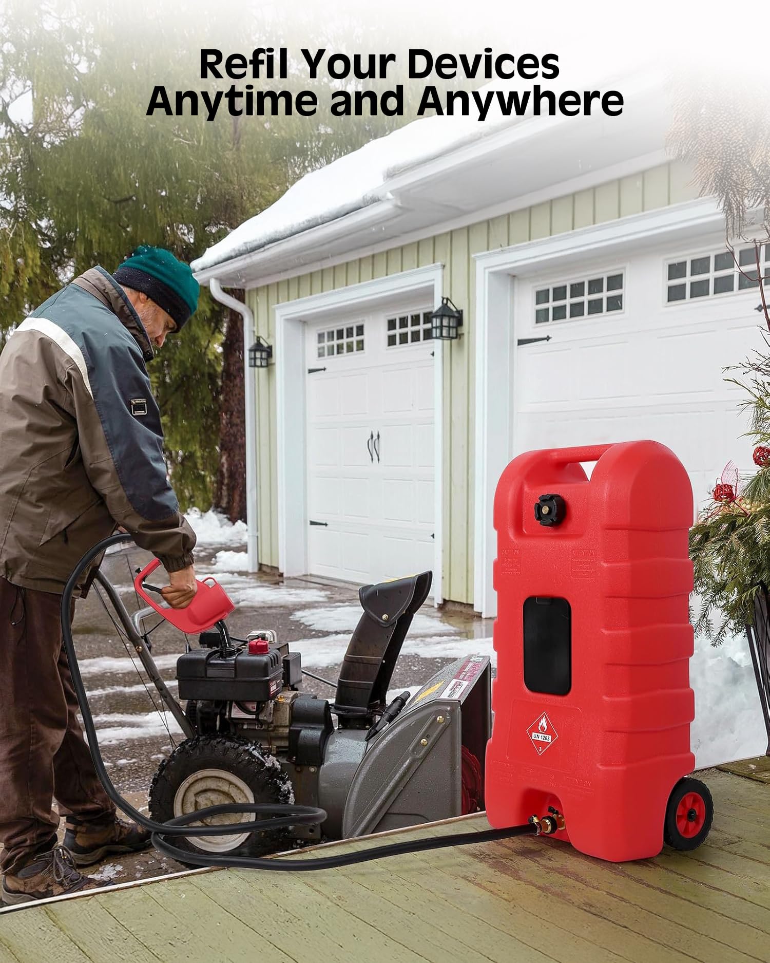 Serbatoio di carburante portatile Garvee da 15 galloni - Con pompa e valvole anti-perdita - Per cantieri edili, agricoltura e veicoli ricreativi