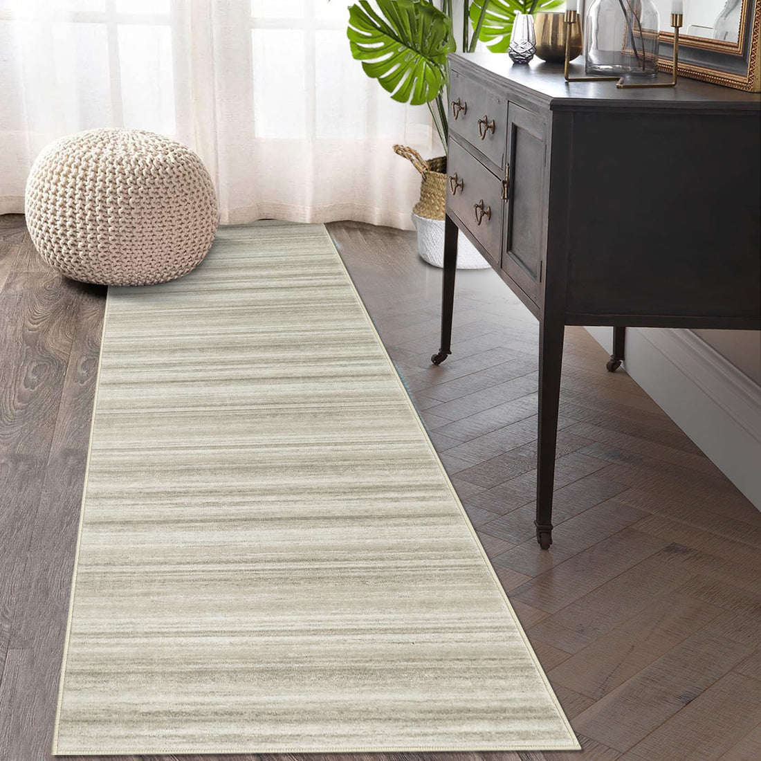 Tappeto Garvee 80x150cm antiscivolo lavabile beige per corridoio cucina camera da letto soggiorno