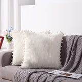 Garvee Kissenbezug 45x45 cm Chenille 250GSM Morbido & Flauschig Cotone con Bommeln 2er Set per Divano e Camera da Letto - Weiß