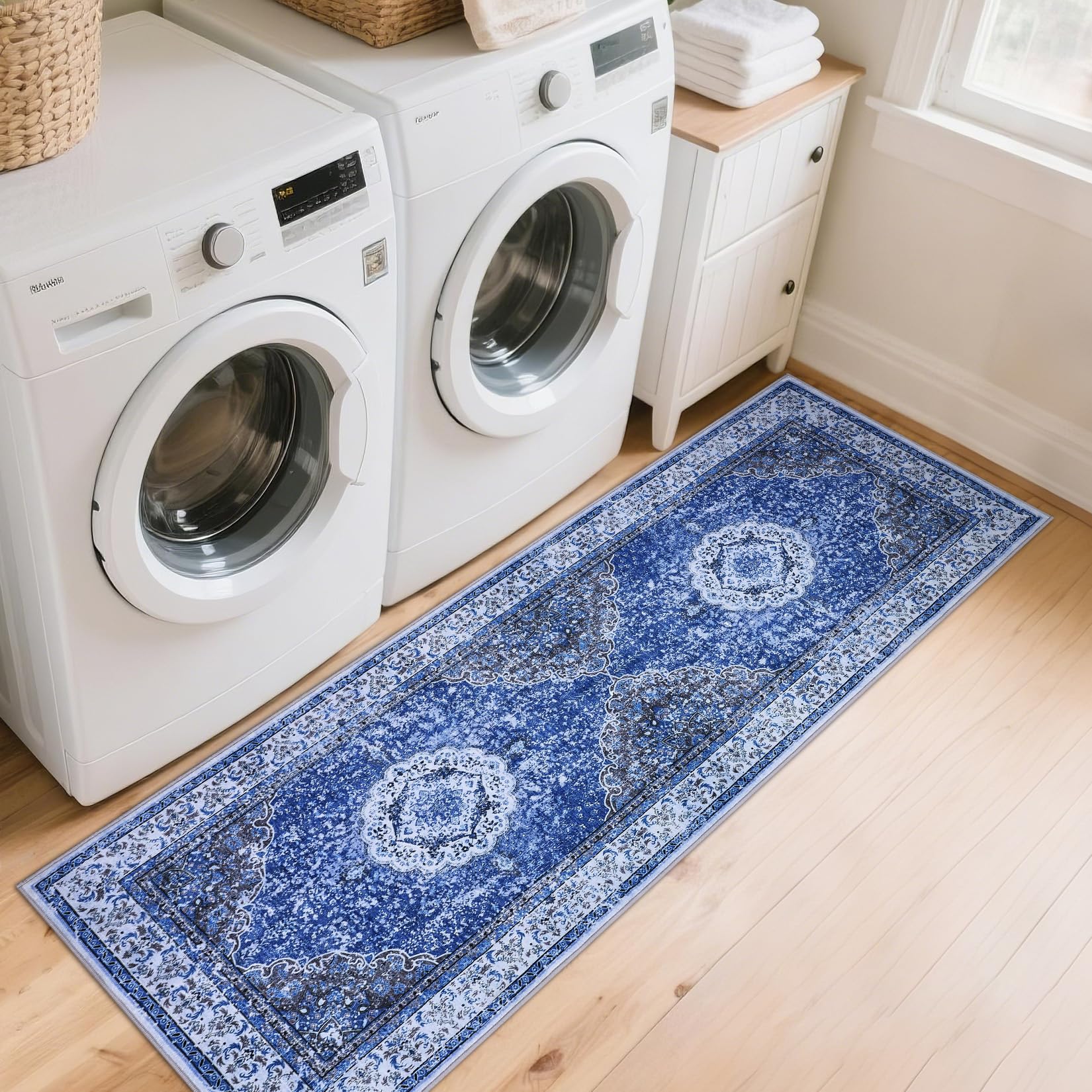 Tappeto Garvee, antiscivolo, lavabile, 80 x 150 cm, Boho Vintage, camera da letto, bagno