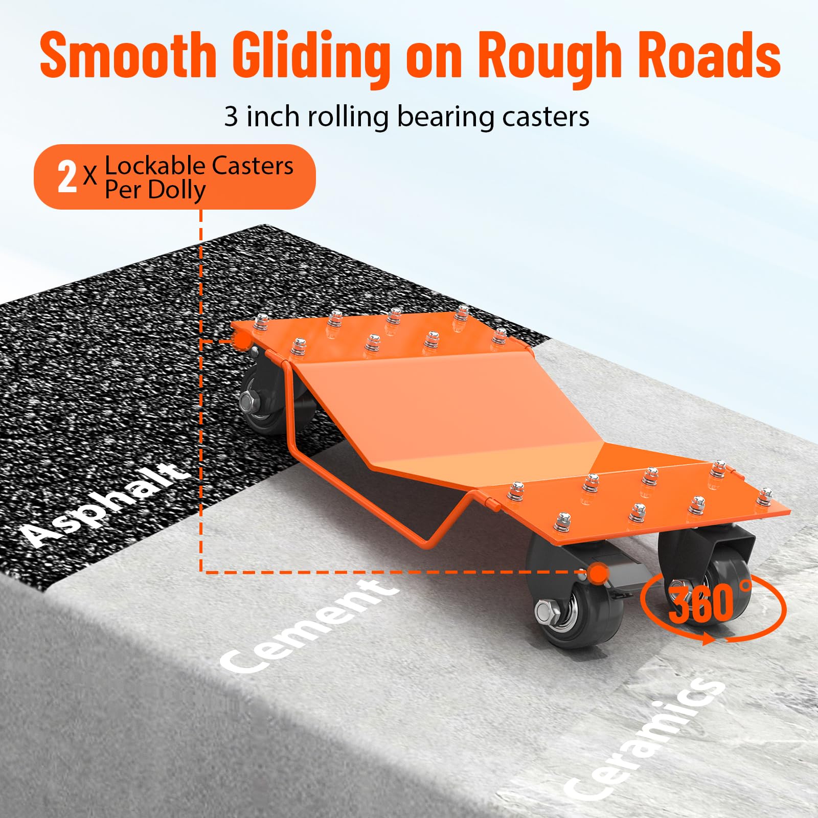 Garvee Car Dolly Set di 2 per Festa del Papà - Capacità 4000 LBS, Superficie Antiscivolo V-Shape, Ruote Universali per Auto, Camion e Barche