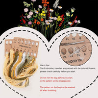 Kit per ricamo a punto croce fai da te per borse in tela Garvee per principianti con schema e istruzioni, borsa in tela con ricamo a punto croce fatto a mano, con telaio da ricamo, fili e strumenti, nero